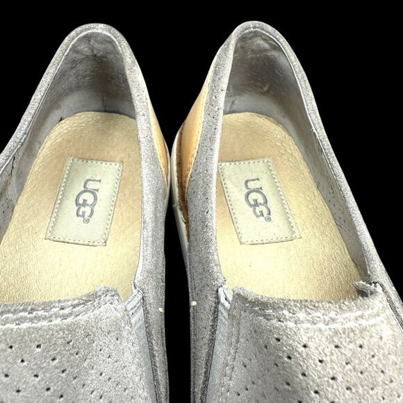 UGG Loafers Womens 9 Gray Suede "Adley" Flats Shoes Perforated Slip-On 1018375 - Picture 4 of 8